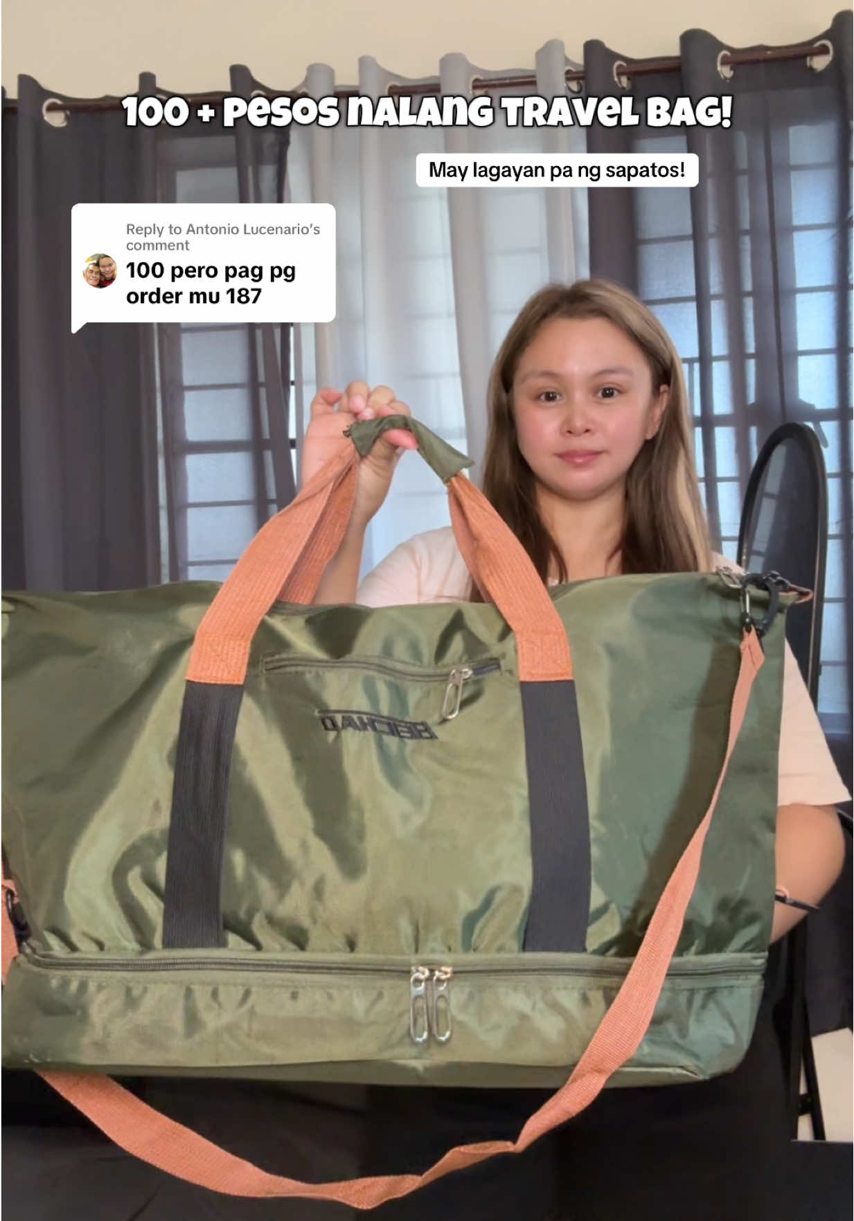 Replying to @Antonio Lucenario Check out na habang may 5 colors pa available #travelbag #traveltiktok #bag #largebag #largecapacitybag 