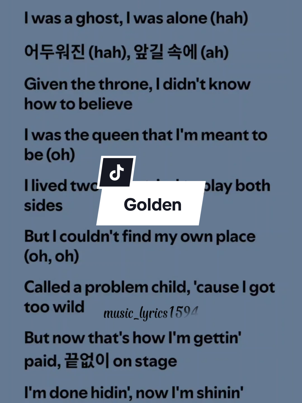 Golden lyrics by HUNTR/X, EJAE, AUDREY NUNA, & REI AMI  #spotify #lyrics #songlyrics #fyp #fullsong #fulllyrics #golden #HUNTRX #EJAE #audreynuna #Reiami #kpopdemonhunters #music_lyrics1594 