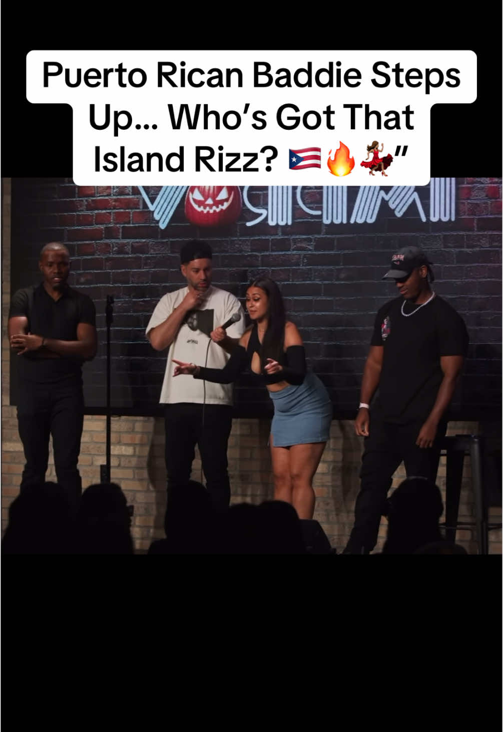 When a Boricua baddie hits the stage… you better come correct or don’t come at all 😮‍💨🇵🇷 Who brought the fuego and who folded? #fypシ #ComedyMatchmaking #standup #martinamini #Comedy 