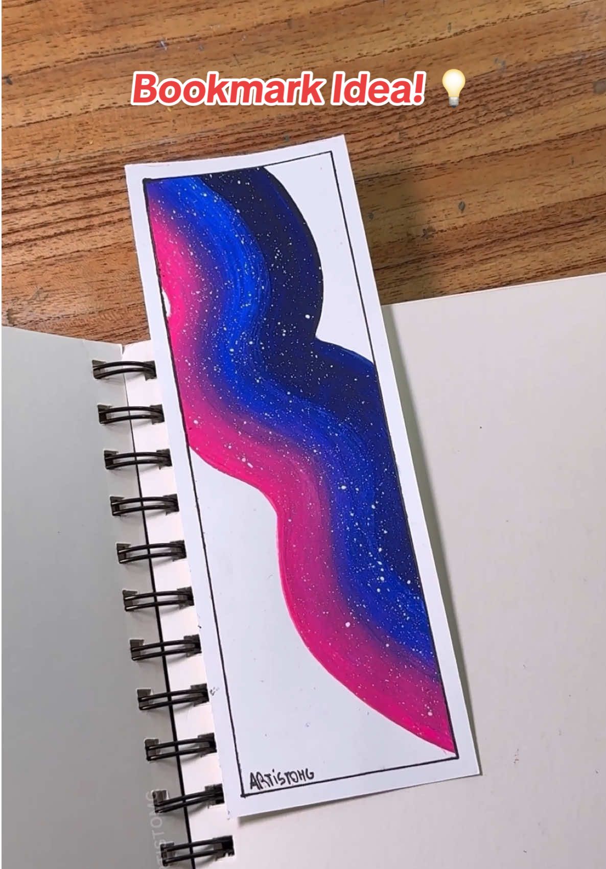 Bookmark Idea with Night Tones using a Big Brush! ✨🌌 #art #DIY #tiktokart 