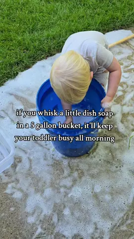 This is one of my favorite toddler summer activities because it's so simple and I'm not stuck blowing bubbles or refilling a bubble machine. We've added food coloring in the past as well! And if your kiddo needs something to 
