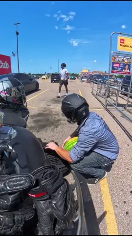 Stuffing a watermelon in my backpack was no easy feat. #bikersoftiktok #Honda #fyp #moto 