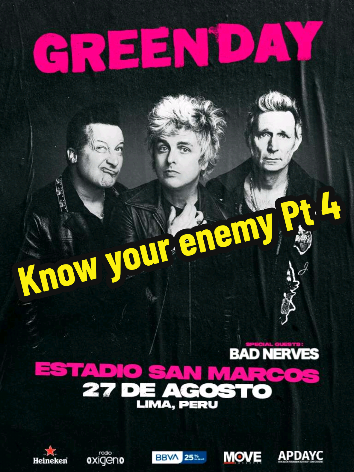 Know your enemy - Green day Pt. 4 Prepárate por si @Green Day te sube al escenario. #comocantar #singalong #pronunciation #inglesfacil #greenday #concierto #englishteacher #punk #rock 