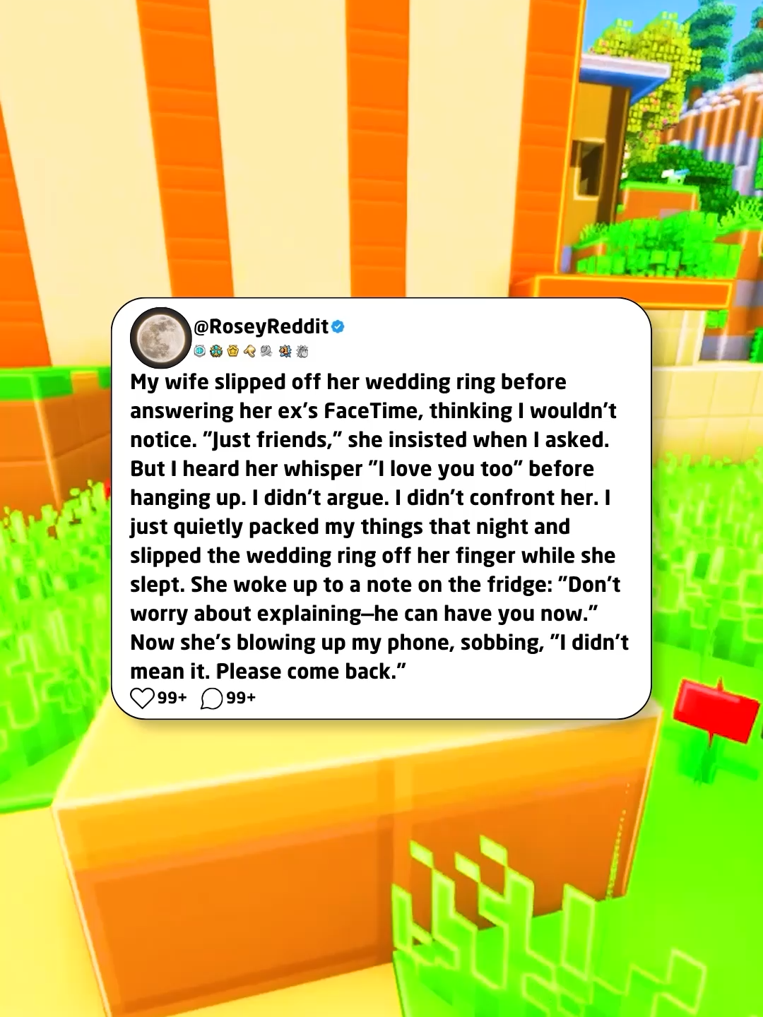 My wife slipped off her wedding ring before answering her ex's FaceTime, thinking I wouldn't notice. 
