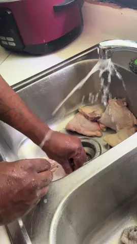 Clorox was wash around the sink before we put the chicken in it . & my sink water coming out like that because it’s a plastic piece that is stopping it from flowing so fast , my kids turn the water up fast and have it everywhere.!