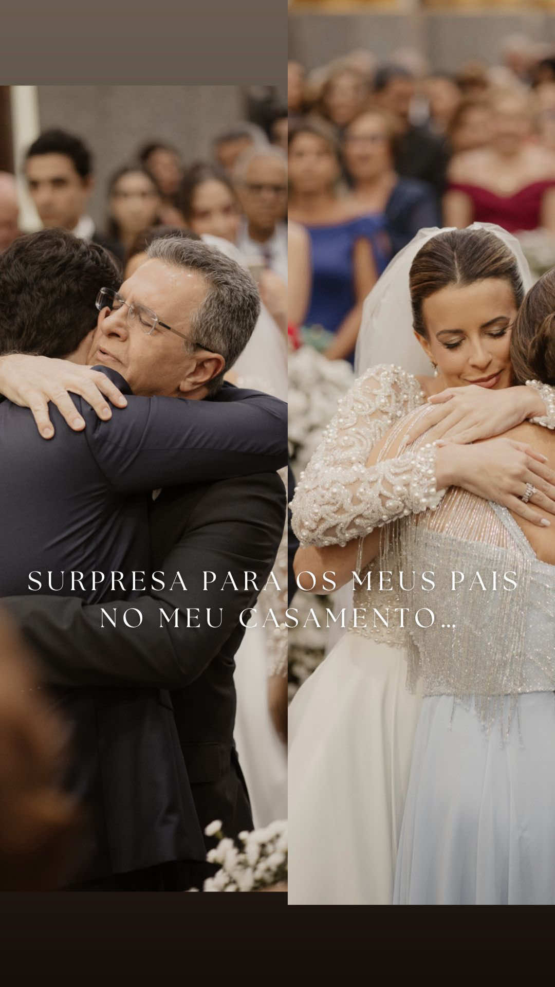 A menininha que cresceu e se casou como sempre sonhou… Aqui em casa a gente sempre rezou com essa música. Quando eu e o Felipe fomos escolher as músicas do casamento eu não me lembrei dessa música de imediato, sempre pensei nela como oração. Ela veio na minha cabeça de repetente e eu tive a certeza de que ela tinha que tocar nesse dia. Decidimos não contar para ninguém da minha família e quando ela começou a tocar foi impossível segurar a emoção, daquelas coisas que a gente leva pro resto da vida sabe?! 🤍 #@Fernando Cesar Raymu casamento #noiva #familia #pai #mãe #surpresa 