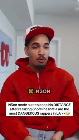 N3on made sure to keep his DISTANCE after realizing Shoreline Mafia are the most DANGER0US rappers in LA 👀😳 | #n3on #shorelinemafia 