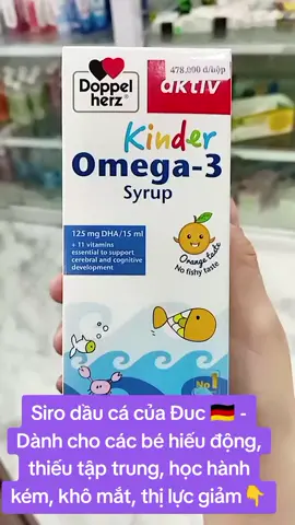 Siro Omega3 Kinder thanhfnohafan chứa omega3 và 11 vitamin cần thiết, giúp bé phát triển não bộ, thị lực và miễn dịch  #caigivuivethitauutien💜 #chamsocsuckhoechudong #tiktokshop #chamsocsuckhoetreem 