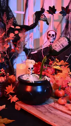 Skeleton potion witches cauldrons will freak your guests pit in the best possible way! DIY a Halloween witch cauldron with me💕 #halloween #hallowenncraft #halloweendecor #cauldron #halloweendecorations #diyhalloween #witches #diycauldron 