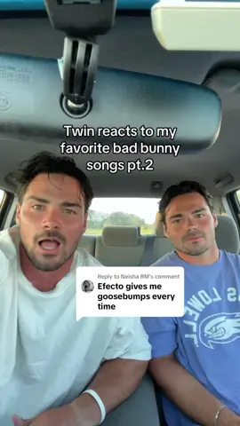 Replying to @Neisha RM twin reacts to my favorite bad bunny songs pt.2 #spanishmusic #badbunny #twins #travel #traveltiktok 