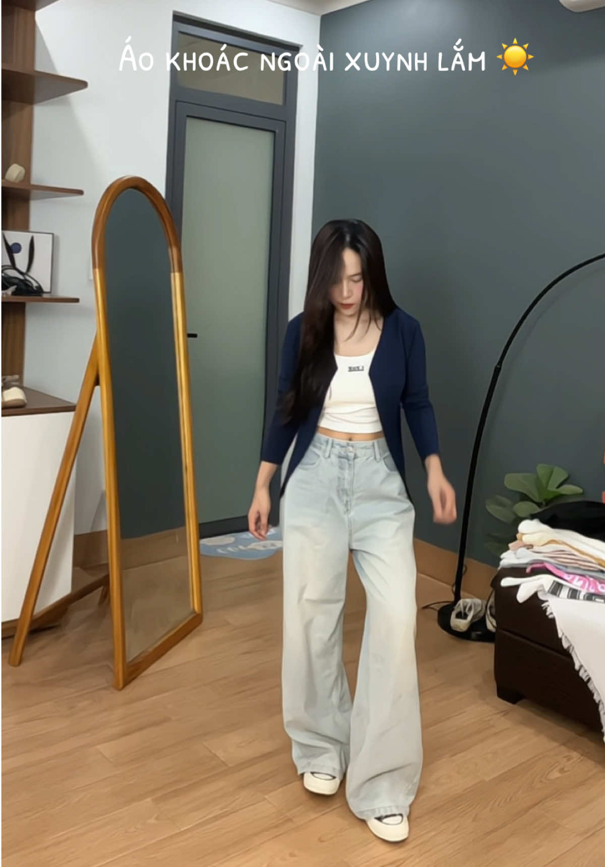 Áo khoác ngoài chỉ 69 cành #ao#aokhoac #aocardiganmong #goclamdep #phoidoxinh #reviewlamdep 