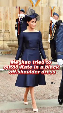 Meghan tried to outdo Kate in a black off-shoulder dress #meghan #kate #foryou #royal #fyp #capcutforus #capcut #capcutpioneer 