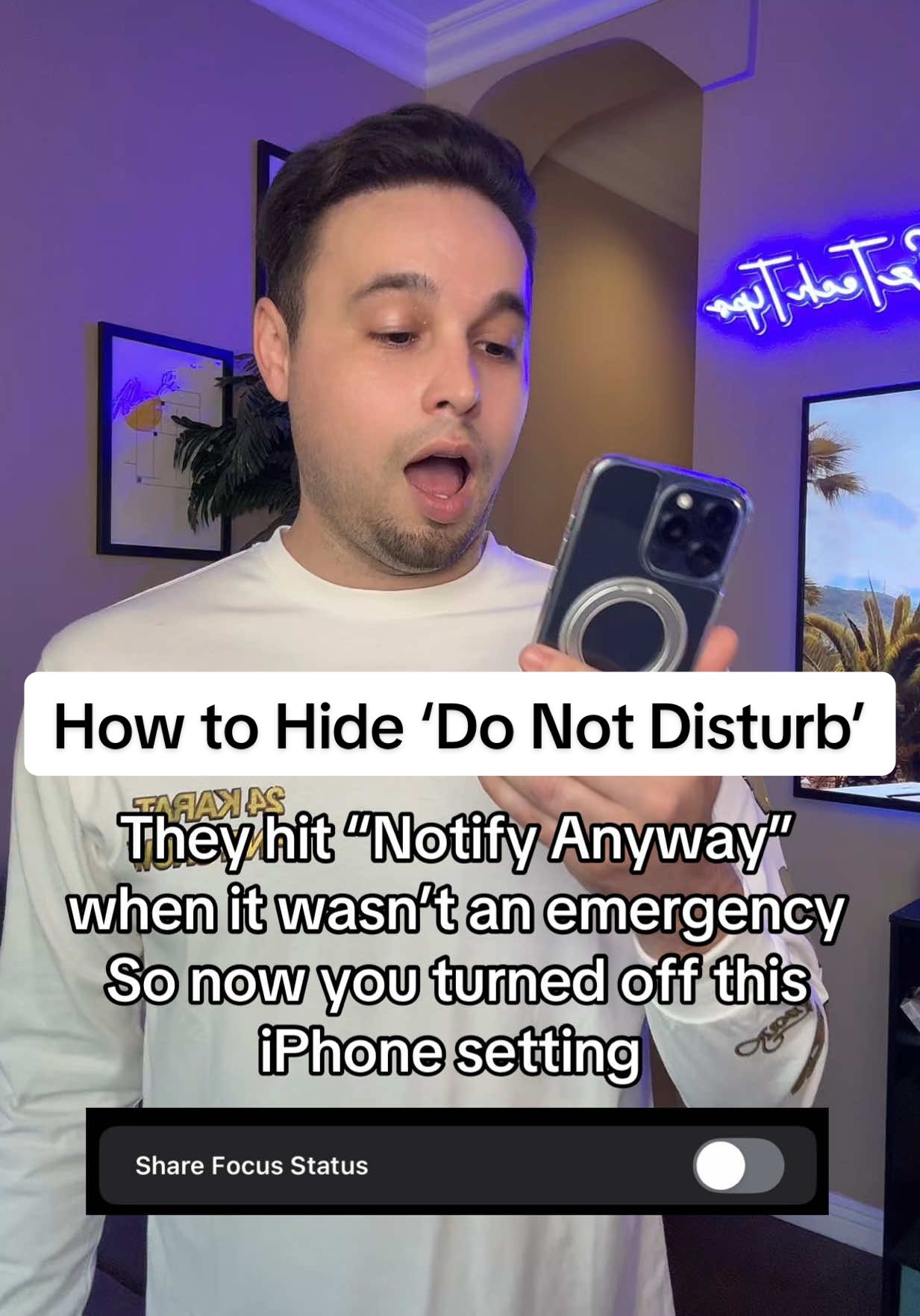 If you turn OFF “Share Focus Status,” other people won’t know that you have Do Not Disturb on. #iphone #donotdisturb #DND #iphonetips #foryoupage 