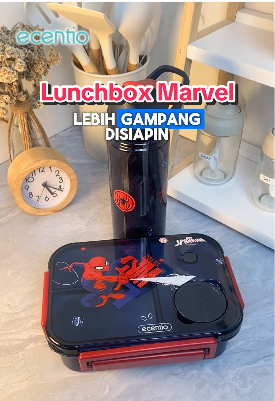 Lunchbox Marvel dari ecentio sepaket dengan botol minum 😍 #ecentio #ecentiobacktoschool #ecentiolunchbox #ecentiospiderman 