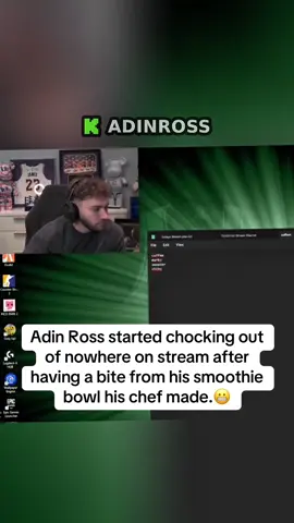 Adin Ross started chocking out of nowhere on stream after having a bite from his smoothie bowl his chef made.😬 