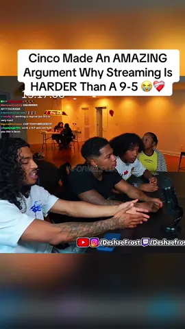Cinco Made An AMAZING Argument Why Streaming Is HARDER Than A 9-5 😭❤️‍🩹 #kaicenat #jaycincoo #deshaefrost #fyp #viral #teamwork 