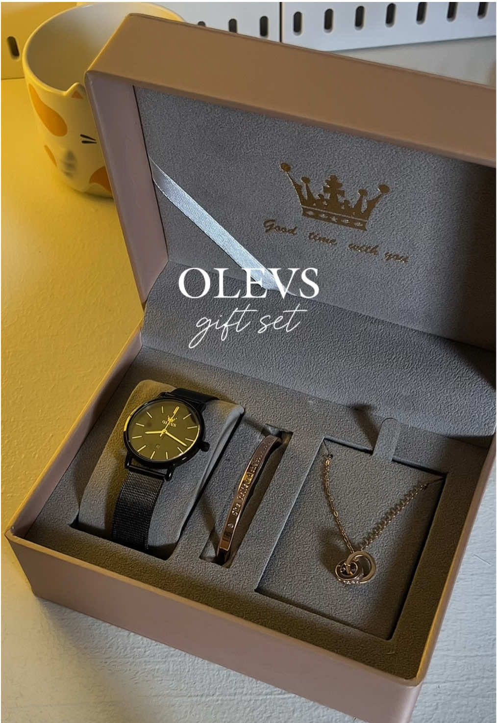 Complete your look with the elegant OLEVS gift set — watch, bracelet, and necklace in one classy box. #giftset #giftidea #giftideas #giftforher 