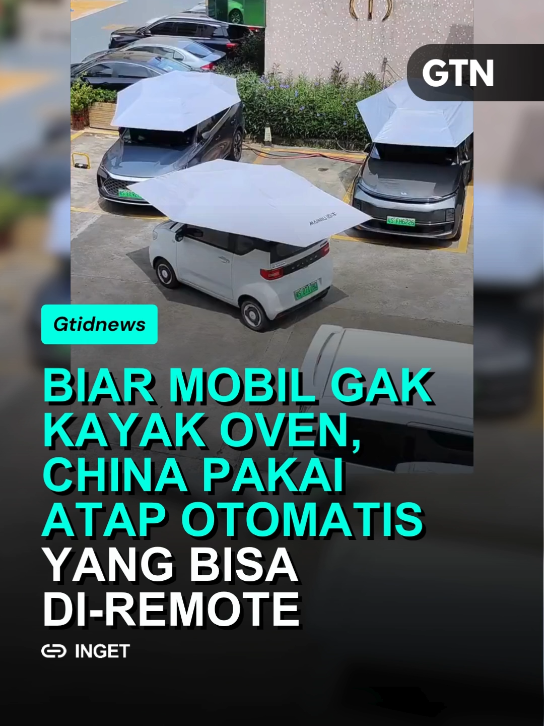 Di China, atap otomatis untuk mobil mulai populer buat cegah kabin jadi panas saat parkir di luar ruangan. Penutup ini terbuka seperti payung besar di atas mobil dan bisa dilipat otomatis pakai remote. Tinggal pencet dari jauh, langsung nutup sendiri. Solusi praktis buat musim panas tanpa harus pasang manual. Sumber: x/orikron