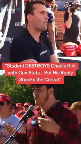 “Student DESTROYS Charlie Kirk with Gun Stats… But His Reply Shocks the Crowd” #charliekirk #debates #college #student #fyp #america 