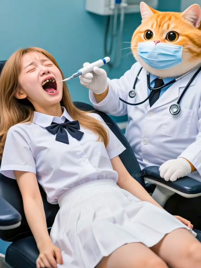What Happens When a Girl Eats Too Much Sugar_ 🍭😳 Meow Mischief as a doctor  #ai #foodies #cooking #girl #eat #cat #sugar #girleating #meow_mischief 