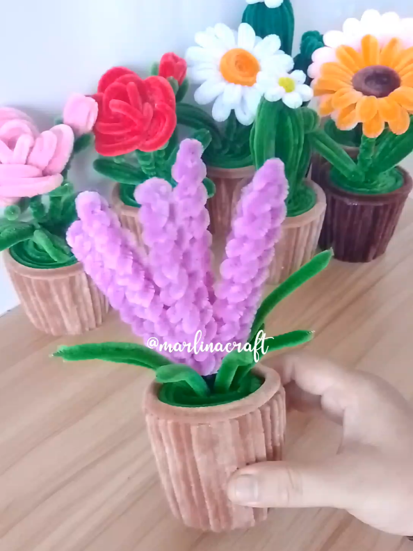 Tutorial Bunga Lavender pot mini 🪻🌿 #tutorial #bungakawatbulu #bungapot #pipecleanerart #carft #handmade #kawatbulu #viral #fyppppppppppppppppppppppp 