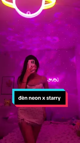 đèn neon mix với starry chill đét #vuadenled #denneondecor #denchieuphong 