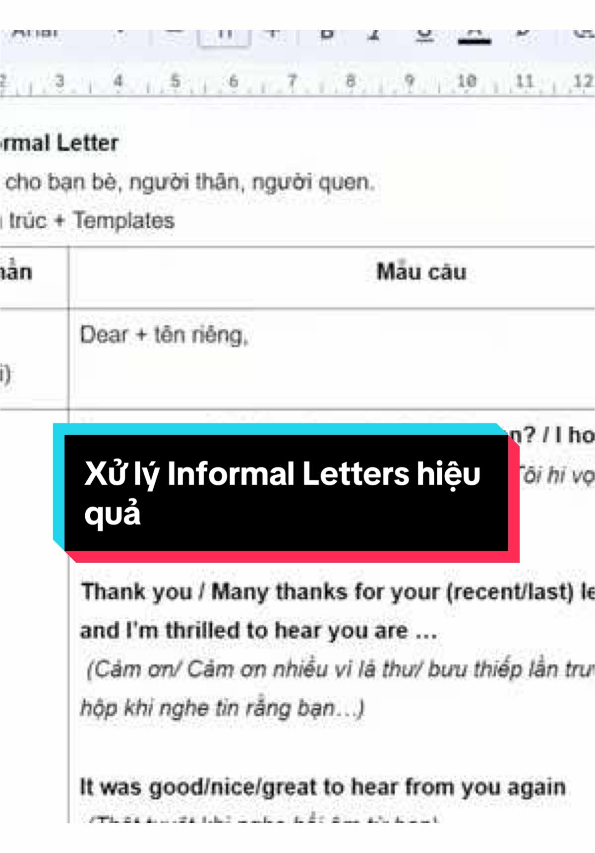 Templates Writing Letter_Informal Letters Xử lý Informal Letter Writing 1 cách nhẹ nhàng