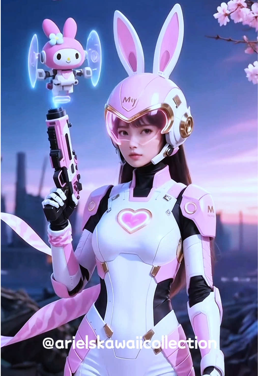 Which armored Sanrio baddie do you want guarding your world?🌍✨Kuromi, My Melody, Cinnamoroll, Pompompurin or Hello Kitty? #foryou #aesthetic #sanrio #cosplay #mecha 