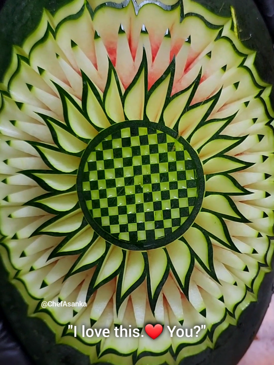 Next level fruit carving | Watermelon Flower Art! 🍉 🌼 #fruitcarving #foodart #watermelon #asmrcarving #satisfying #chefasanka #fyp 