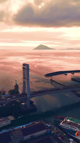 #sulawesiutara #manado #kotamanado #exploremanado #manadocity #jembatansoekarnomanado #dji #djiflip #sunset #fyp 