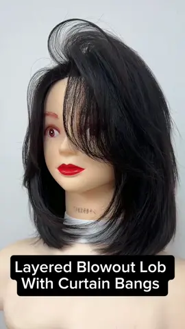 Layered Blowout Lob With Curtain Bangs #bang #hairstyles #hairtransformation #hairinspo #haircuttutorial #layers #bangs 