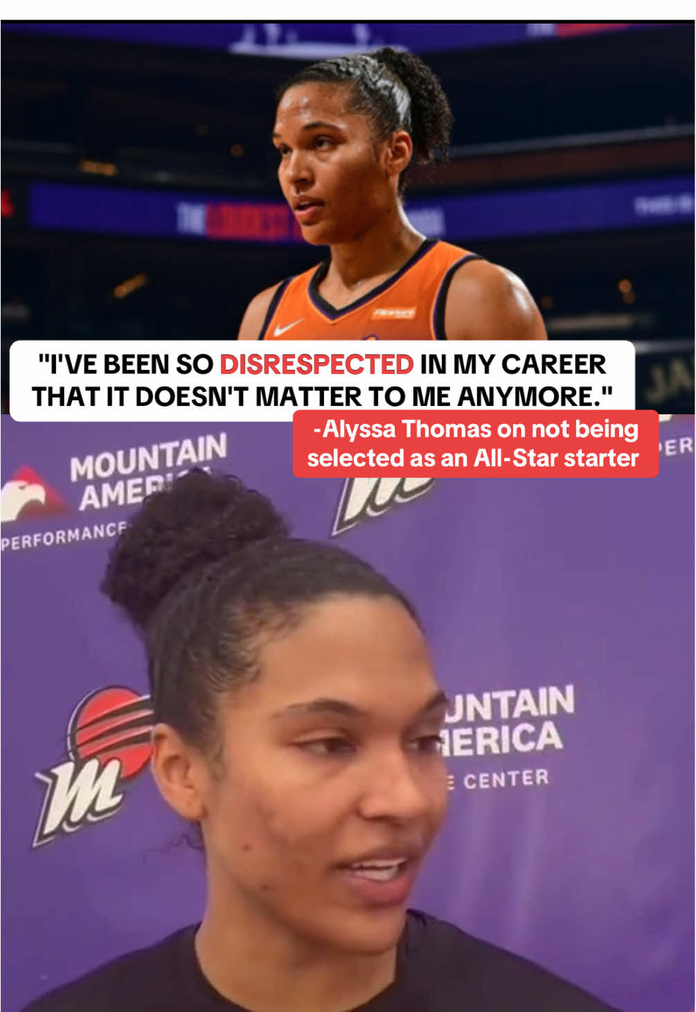 AT says regardless, it’s an honor to be selected 👏 This season, she’s averaging 14.3 points, 9.4 assists, and 7.3 rebounds. 🔥 (via Desert Wave Media)  #basketball #WNBA #wbb #womensbasketball #wnbaallstar 
