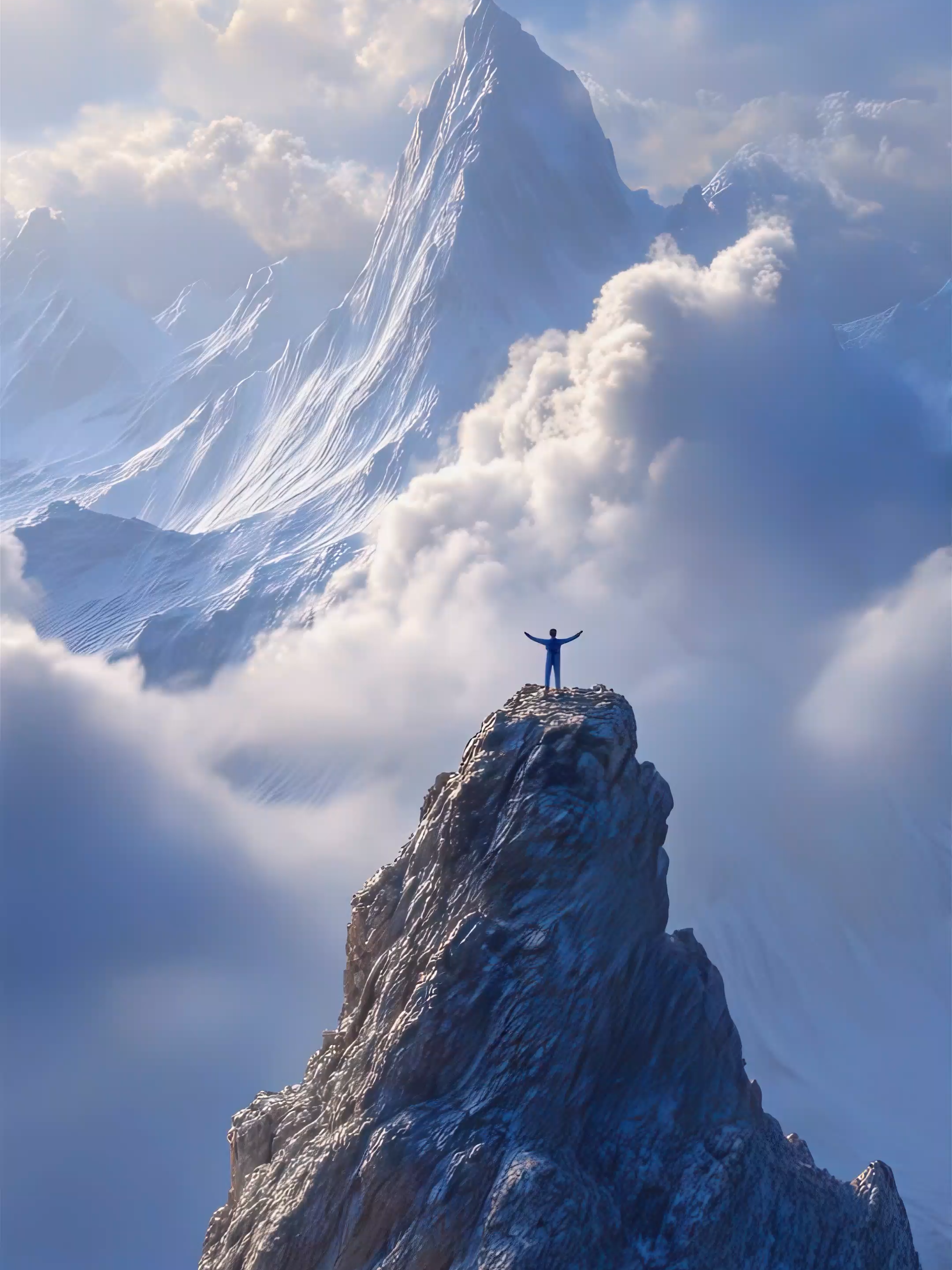 AI-generated video | Reach these heights? 🏔 #mountains #clouds #sky #nature #Hiking #adventure #Outdoors #scenery #travel #landscape #ai #magic #aesthetic