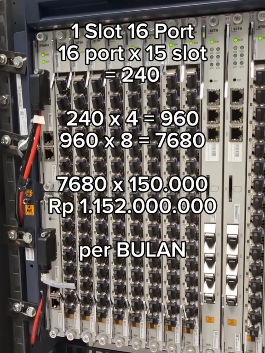 PERHITUNGAN PENDAPATAN OLT Ini adalah potensi dari OLT untuk skala perusahaan besar.  Tentu ini bukanlah pendapatan bersihnya #olt #gajiansale #foryou #telecom #ftth #internet 