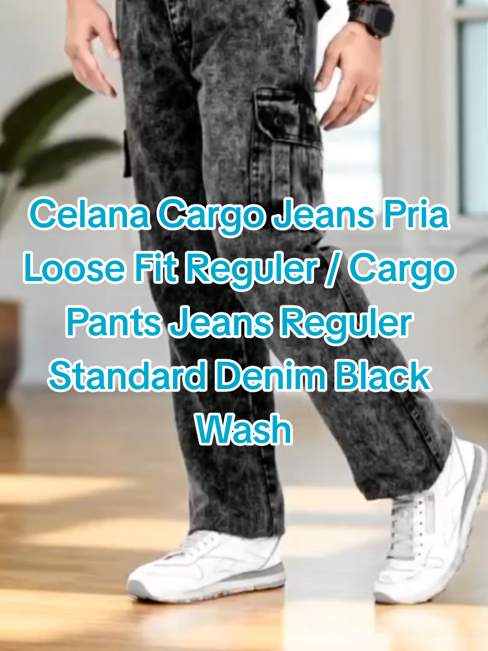 Celana Cargo Jeans Pria Loose Fit Reguler / Cargo Pants Jeans Reguler Standard Denim Black Wash  #jeans #jeanscargo #jeanspria #jeansloose #jeansrecommendation 