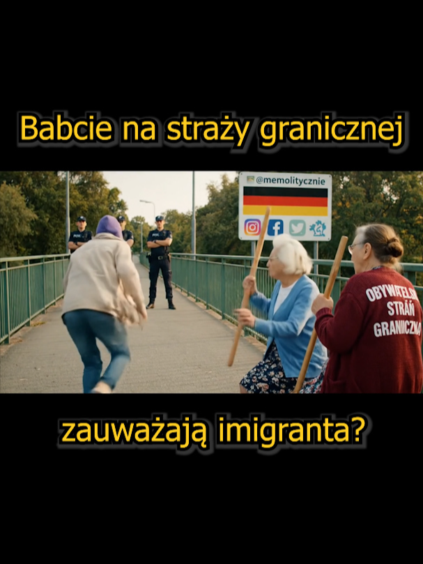 Babcie na straży granicznej zauważają imigranta? #granica #polityka #imigranci #straz_graniczna #babcieai #obronagranicy #polskagranica #polska #ruchobronygranic #obywatelskastrażgraniczna #niemcy #nielegalnaimigracja  Film powstał wyłącznie w celach humorystycznych i satyrycznych. Nie ma na celu nikogo obrazić ani przedstawić w złym świetle.