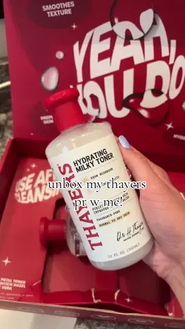 @Thayers unboxing🤞🤍 thank you so so much!! I am so excited to use and do a review!! I have heard such amazing things!😊 #thayers #pr #prpackage #facialtoner #milkytoner #hydrating #skincare #giftedbythayers