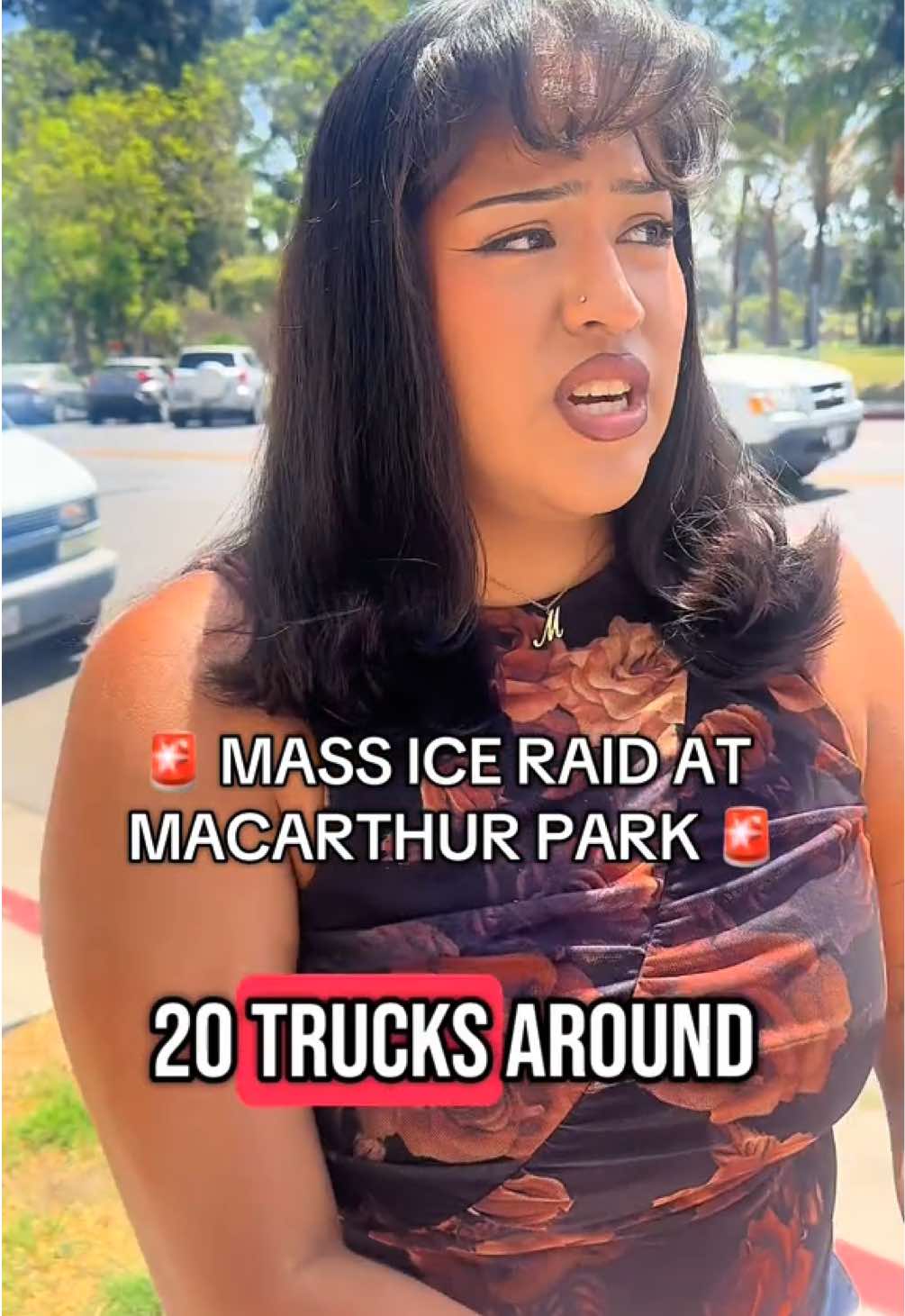 🚨 ICE raid near MacArthur Park today‼️ Melissa, who works nearby, said 20 armored trucks stretched from the park to Bonnie Brae. That’s not including the fleet of white vans in their company.. 🧊👀  #iceraid #iceraids #macarthurpark #iceraidsincalifornia #losangeles #iceoutofla #nokings #streetinterview #publicinterview #inthestreetsla #fyp