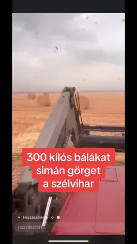 Óriási károkat okozott a pusztító erejű szélvihar Magyarországon. Voltak ártalmatlan jelenségek is: ezen a szántóföldön cirka 200-300 kilós szalmabálákat görget a szél, mintha csak labdák volnának. #vihar #időjárás #szélvihar #magyarország @Nem csak hetilap. 