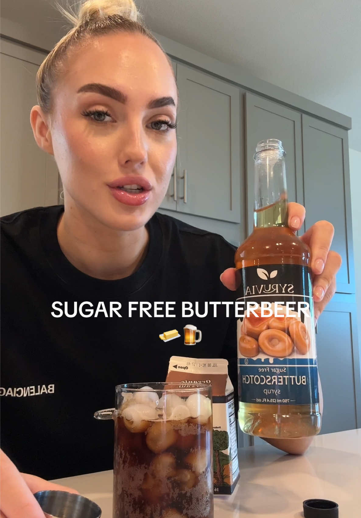 sugar free butterbeer at home- my favorite sweet treat 😚🧈🍺 #butterbeer #sugarfreedessert #sugarfreelifestyle #sweettreat 