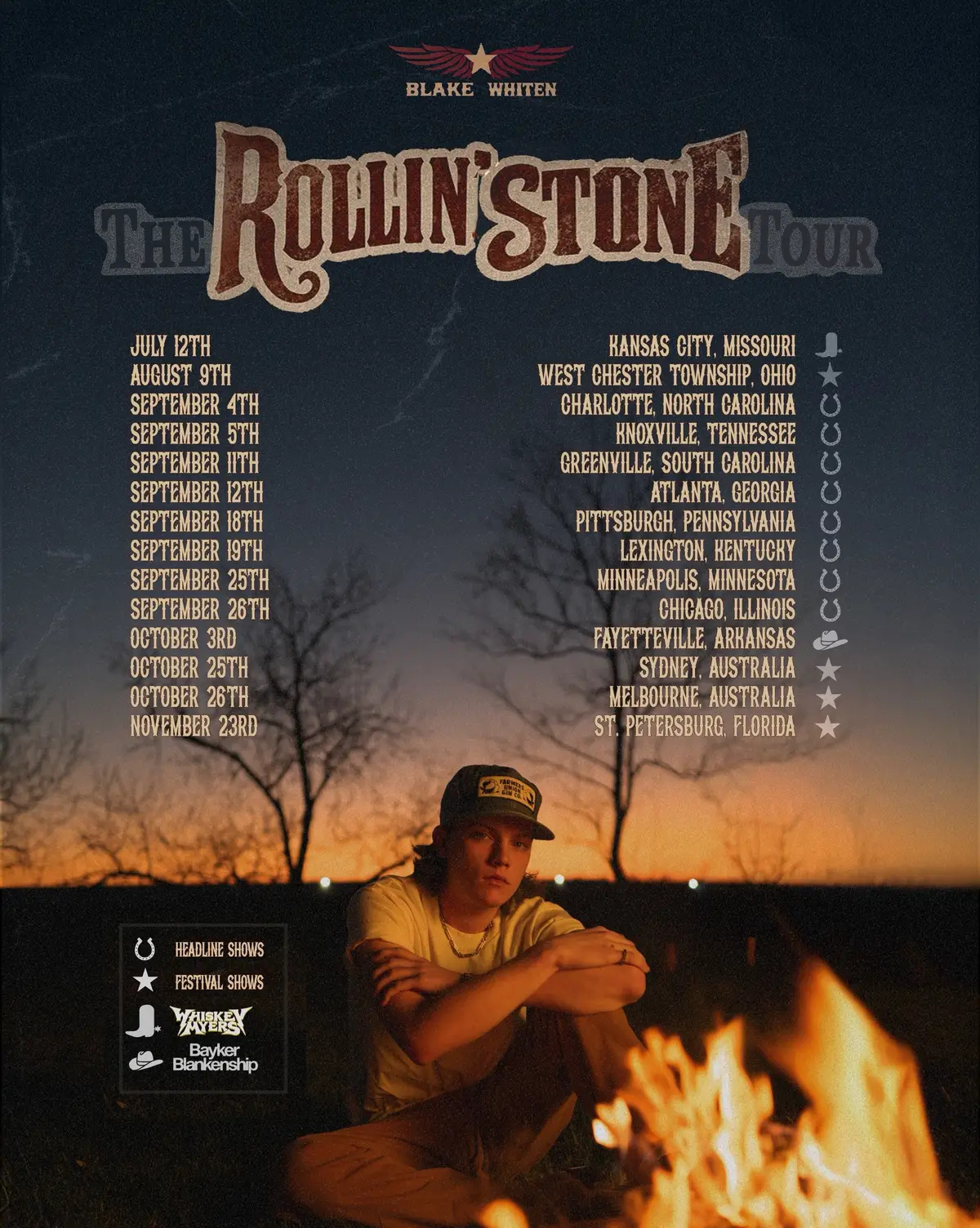 I’ve always dreamed about going on my own headline tour and I’m excited to say that it’s finally happening. Make sure you go sign up for the pre-sale on my website. See y’all there BlakeWhitenOfficial.com (link in my bio) Artist and Spotify Pre-Sale: July 10th at 10am Local Tickets go on sale: July 11th at 10am Local  #blakewhiten #tour #rollinstone 