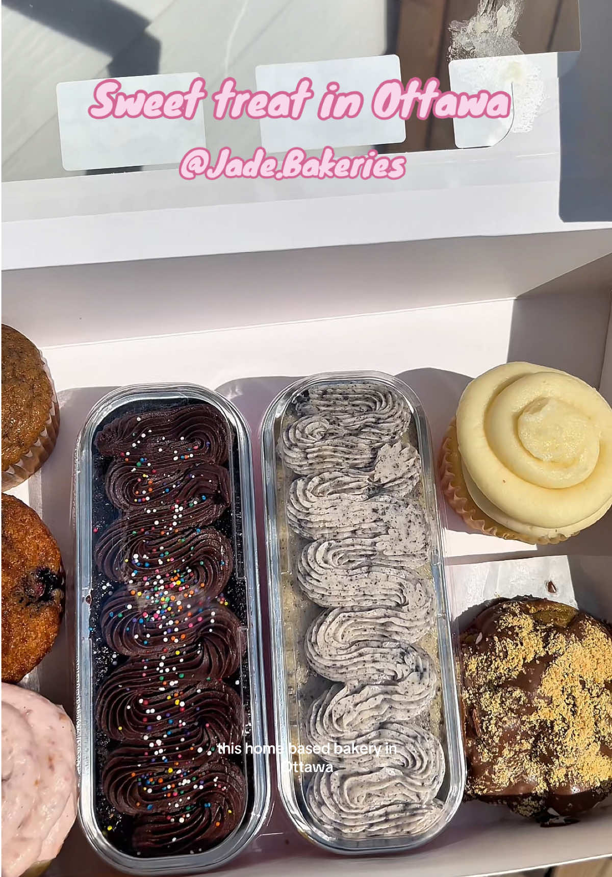 If you’re looking for where to get your next dessert or sweet treat in Ottawa, check out @jade.bakeries.  I loved everything in my box of goodies, especially the mini cakes 😋 #ottawadessert #ottawafoodies #placestoeatottawa #ottawafood #cookies #cupcakes #foodreview  #sweettreat 