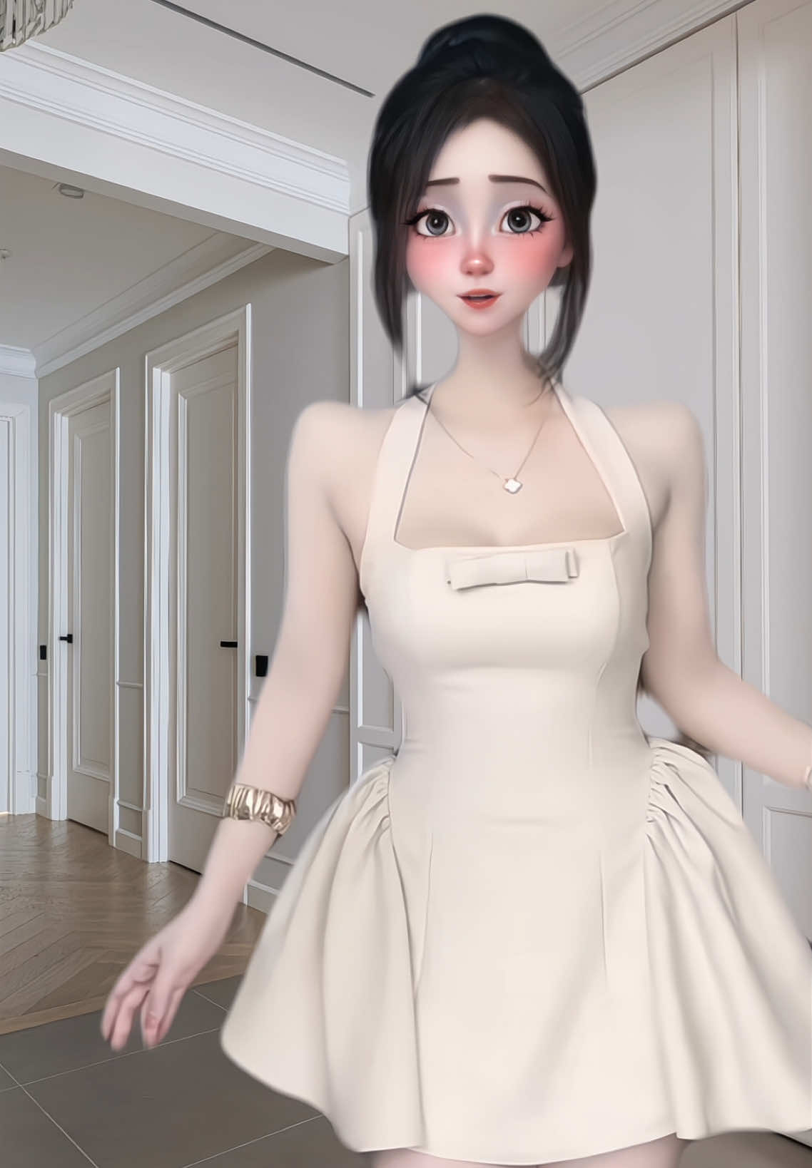 Váy dây yếm dáng xoè A đính nơ có mút, tặng kèm quần bảo hộ🎀#damxinh #vayxinh #xuhuong 
