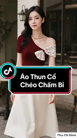 Áo thun cổ chéo chấm bi. #aoxinh #thoitrangnu #xuhuong #viral #thinhhanh 