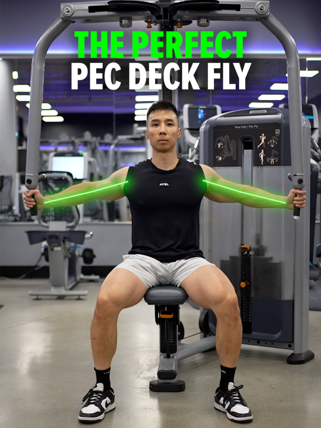 ✅ The PERFECT Pec Deck Fly 1️⃣ Neutral Grip – Hold the handles with a neutral wrist. Avoid bending or flexing your wrists to keep tension on your chest, not your joints. 2️⃣ Slight Arm Bend – Start the movement with a slight bend in your arms. Avoid initiating with your arms straight. 3️⃣ Elbow Position – Keep your elbows slightly above your wrists. Don’t let them drop too low, or you’ll shift tension off the chest. 4️⃣ Chest Proud, Shoulders Back – Stick your chest out and retract your shoulder blades. Avoid rounding your shoulders forward or letting your chest cave in. 5️⃣ Squeeze and Extend – As you bring the handles together, extend your arms as much as possible. Avoid keeping your elbows too bent at the peak—it reduces chest engagement. Size & Shred Training program 👉🏻 deltabolic.com (link in bio) #pecdeck #pecdeckmachine #chestfly