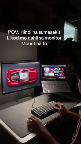 POV: Hindi na sumasakit Likod mo dahil sa monitor Mount na to #fyp #fypシ゚ #techtok #laptopsetup #pcsetup #inplay #mount 