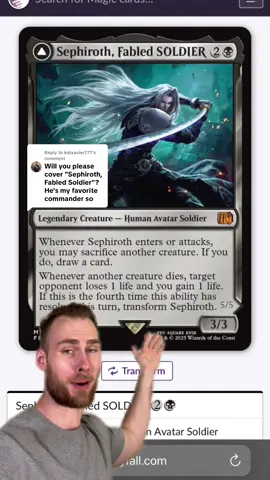 Replying to @kidxavier777  Sephiroth as your commander #mtg #mtgcommander #mtgcommunity #magicthegathering 