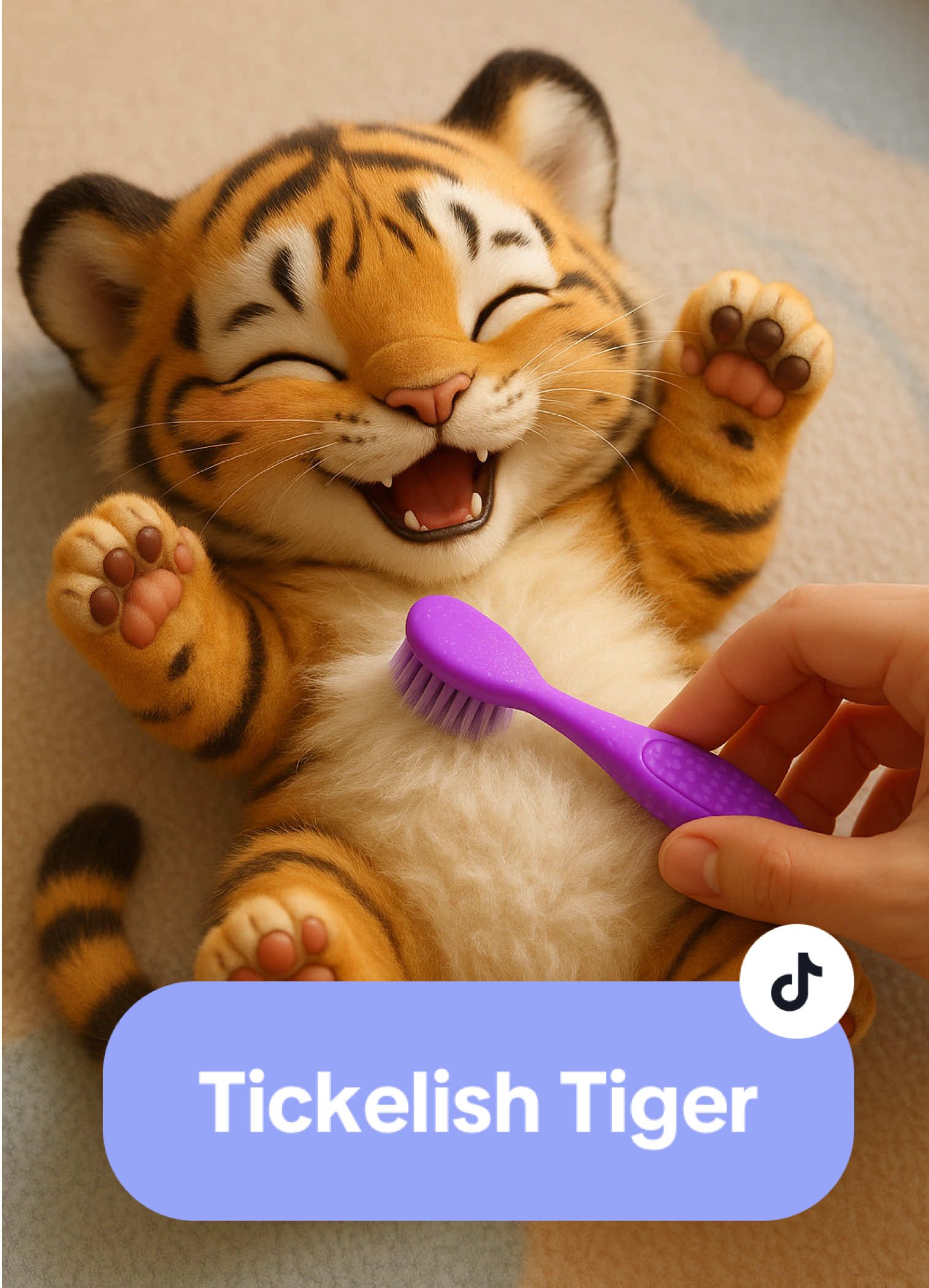 Even tigers have their ticklish side 🐾😂  💗🪥 #tigercub #cutetiger #ticklishtiger #babyanimals #ticklechallenge #tigergiggles #junglevibes #shortshorts 