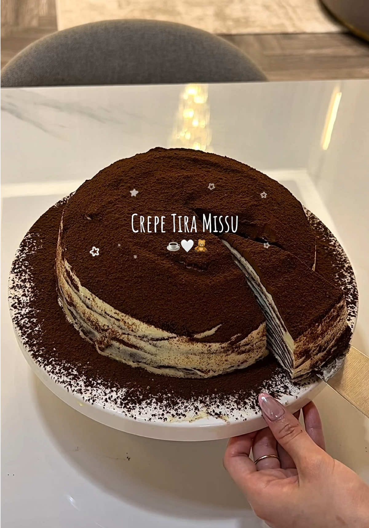 Crepe Tiramisu  Size bánh 18cm 60gr bơ lạt đun chảy 20gr bột cacao 1L sữa tươi ko đường 150gr sữa đặc ( điều chỉnh theo độ ngọt mỗi ng sẽ khác nhau ) Đun tới khi hỗn hợp tan. Rây 325gr bột số 8 3 trứng 60ml cf đen (pha gói 2gr với 60ml nước nóng) => Cất tủ lạnh tối thiểu 1h hoặc để qua đêm. Phần kem: 400gr mascarpone 45ml rượu rum 25gr đường cát 700ml whipping 20ml cfe đen #cake #tiramisucake #crepes #fyp #bake 