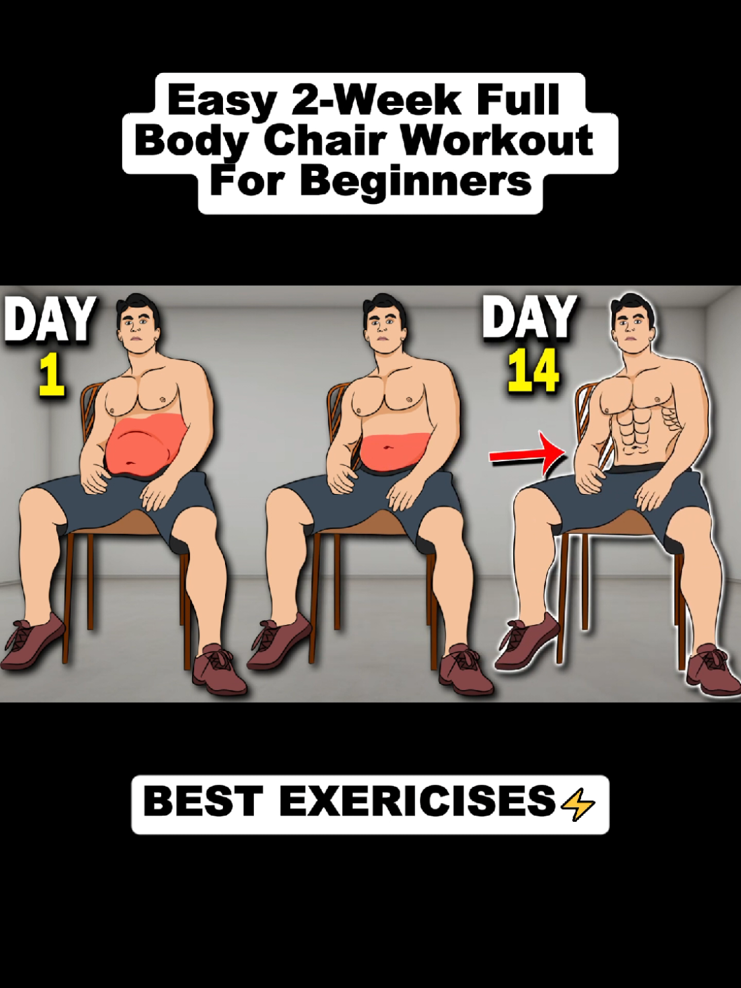 Easy 2-Week Full Body Chair Workout For Beginners #fitnesstips #GymLife #chairworkout #gymmotivation #fyp 